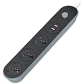منتج Extension Cord with USB, 3 USB Outlets and 1 Type C | Independent Power Key, ماكس 1 Amp, Overload بروtection and Child Safety, 2 Meter Power Cable (633, أسود), 9 image