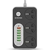 G-Power GP342 Power Strip Surge Protector Containing 220 Volt With Three Universal International Socket provides Two Type C Charging Ports 20 Watt - Black Grey, 10 image