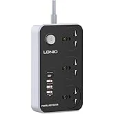 G-Power GP342 Power Strip Surge Protector Containing 220 Volt With Three Universal International Socket provides Two Type C Charging Ports 20 Watt - Black Grey, 5 image