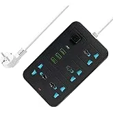 G-Power GP342 Power Strip Surge Protector Containing 220 Volt With Three Universal International Socket provides Two Type C Charging Ports 20 Watt - Black Grey, 7 image