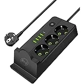 G-Power GP342 Power Strip Surge Protector Containing 220 Volt With Three Universal International Socket provides Two Type C Charging Ports 20 Watt - Black Grey, 8 image