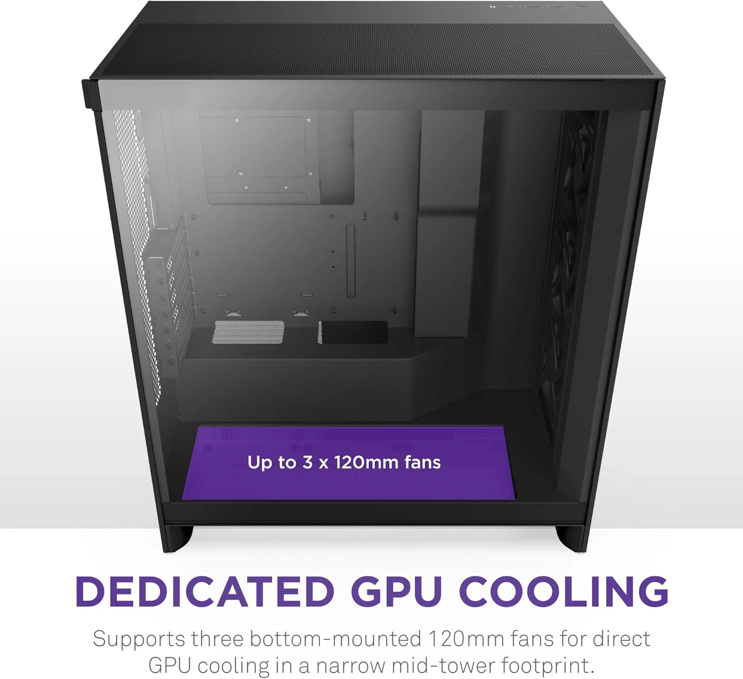 NZXT H7 Flow 2024 - Mid-تاور ATX Airflow جراب - Includes Pre-Installed 3 x 120mm Fans - Supports Bottom Fans for Dedicated GPU تبريد - Cable Management - أسود, 2 image