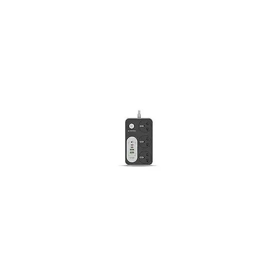 G-Power GP342 Power Strip Surge Protector Containing 220 Volt With Three Universal International Socket provides Two Type C Charging Ports 20 Watt - Black Grey, 2 image