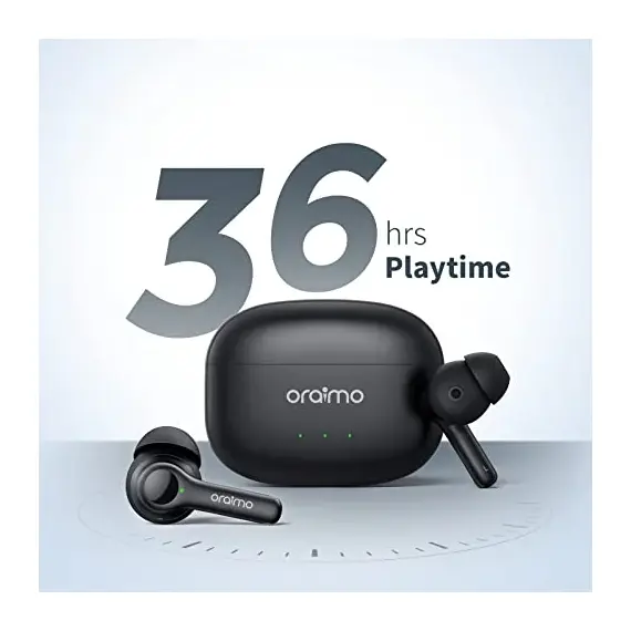 Oraimo FreePods 3C (OEB-E104DC), ENC Calling Noise Cancellation, powerful bass 4 mics, Long Playtime True Wireless Earbuds IPX5-Water Resistant, Via App – Black (1 Year Warranty), 3 image