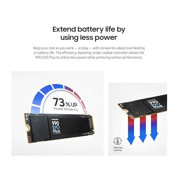 Amazon.com Samsung 990 EVO Plus SSD 1TB PCIE Gen 4X4 Gen 5X2 M.2 2280 SPEEDS UP TO 7,250 Mb/s UPGRADE تخزين FOR Pc/laptops HMB TECHNOLOGY AND INTELLIGENT TURBOWRITE 2.0 MZ V9s1t0b/am إلكترونيات, 27 image