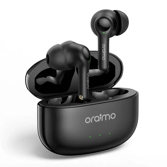 Oraimo FreePods 3C (OEB-E104DC), ENC Calling Noise Cancellation, powerful bass 4 mics, Long Playtime True Wireless Earbuds IPX5-Water Resistant, Via App – Black (1 Year Warranty)