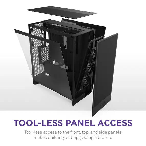 NZXT H7 Flow 2024 - Mid-تاور ATX Airflow جراب - Includes Pre-Installed 3 x 120mm Fans - Supports Bottom Fans for Dedicated GPU تبريد - Cable Management - أسود