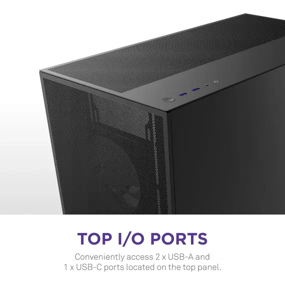 NZXT H7 Flow 2024 - Mid-تاور ATX Airflow جراب - Includes Pre-Installed 3 x 120mm Fans - Supports Bottom Fans for Dedicated GPU تبريد - Cable Management - أسود, 6 image